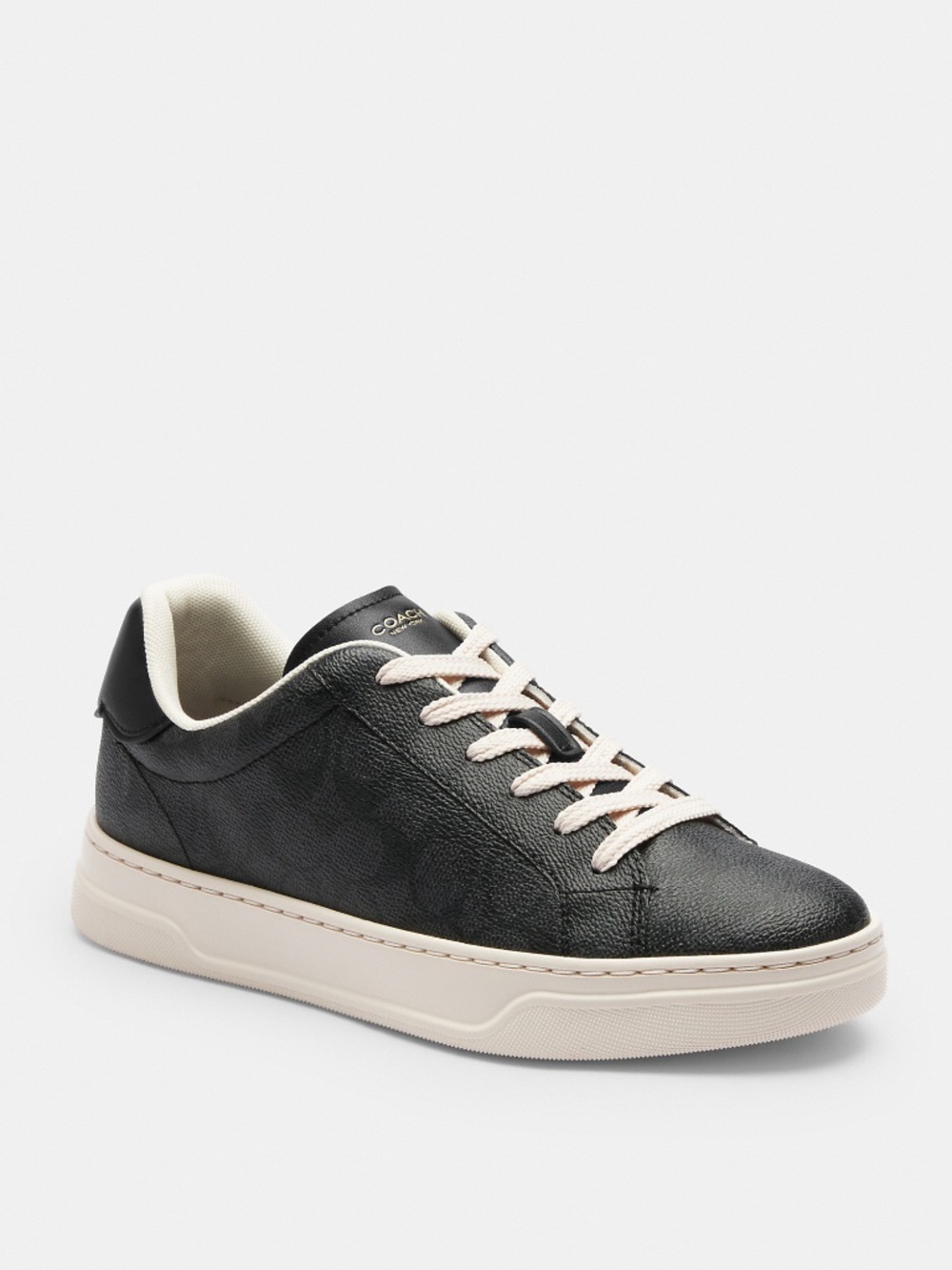 New Coach Black High Line Sneaker In Signature Canvas